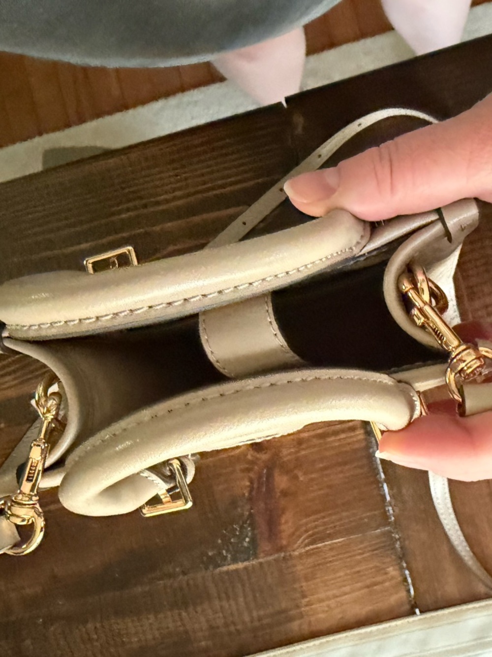 Tory Burch T Monogram Leather Mini Tote in Fresh Clay - Picture 3 of 6